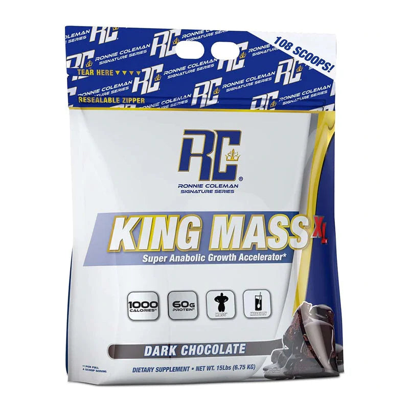 Ronnie Coleman King Mass Weight Gainer, Dark Chocolate, 6 LB, 30g Protein Per Serving (2 Scoops)